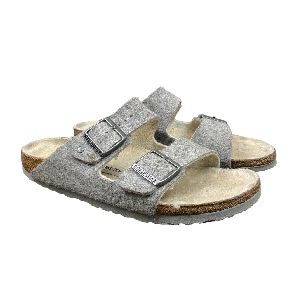 Birkenstock Gray Felt Two-Strap Sandals